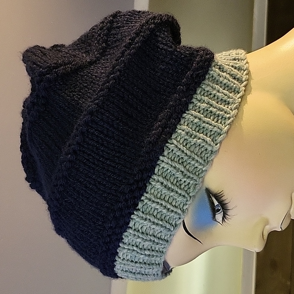 Handmade knit toque slouchy beanie hat
